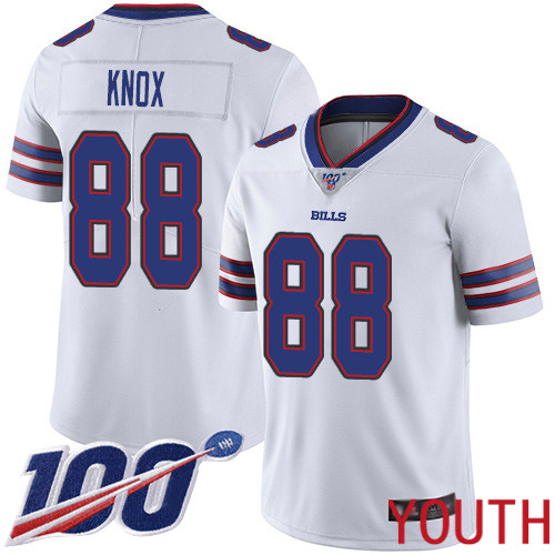 Youth Buffalo Bills 88 Dawson Knox White Vapor Untouchable Limited Player 100th Season NFL Jersey